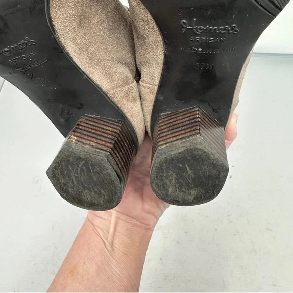 Homers Taupe Suede Leather Double Zip Booties  US‎ 7 1/2 EU 37 1/2 Spain Artisan - Picture 15 of 16